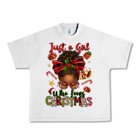 Lunar Rock just a girl who loves christmas afro messy bun Urban Heavy Tee - texasbilliewilder
