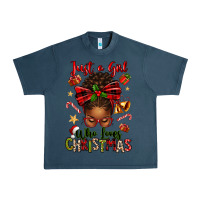Midnight Navy just a girl who loves christmas afro messy bun Urban Heavy Tee - texasbilliewilder
