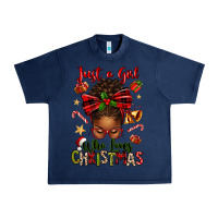 Navy just a girl who loves christmas afro messy bun Urban Heavy Tee - texasbilliewilder