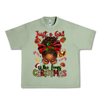 Oil Green just a girl who loves christmas afro messy bun Urban Heavy Tee - texasbilliewilder