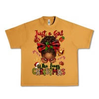Peanut Butter just a girl who loves christmas afro messy bun Urban Heavy Tee - texasbilliewilder