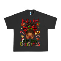 Pigment Black just a girl who loves christmas afro messy bun Urban Heavy Tee - texasbilliewilder