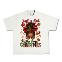 Pistachio just a girl who loves christmas afro messy bun Urban Heavy Tee - texasbilliewilder