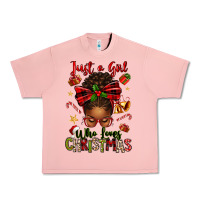 Salmon just a girl who loves christmas afro messy bun Urban Heavy Tee - texasbilliewilder
