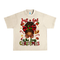Sandshell just a girl who loves christmas afro messy bun Urban Heavy Tee - texasbilliewilder