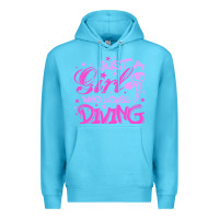 Ocean Blue funny springboard diving quote diver gift for love girl Premium Hoodie - lanVoArt