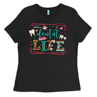 Black Dental life leopard frame Ladies Tee - LillyAllenDesigns