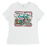 White Dental life leopard frame Ladies Tee - LillyAllenDesigns