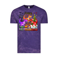 Cloud Purple happy hallothanksmas dinosaur Vintage Tee - texasbilliewilder
