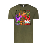 Vintage Olive happy hallothanksmas dinosaur Vintage Tee - texasbilliewilder