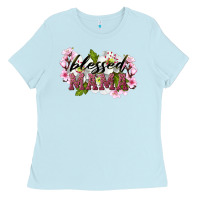 Baby Blue Blessed Mama Ladies Tee - LillyAllenDesigns