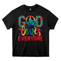 Black LGBTQ+ God Loves Everyone Heavy Core Tee - BundleAndBundleShop