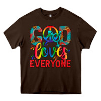 Chocolate Brown LGBTQ+ God Loves Everyone Heavy Core Tee - BundleAndBundleShop
