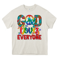Cream LGBTQ+ God Loves Everyone Heavy Core Tee - BundleAndBundleShop