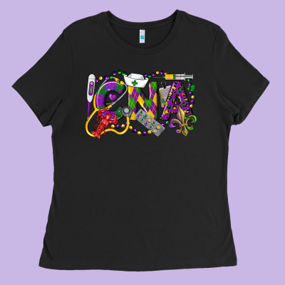 Cna Certified Nursing Assistant Mardi Gras Ladies Tee Designed By Lillyallendesigns