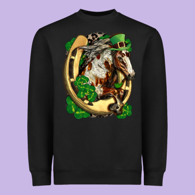 Horse With Horseshoe St Patricks Day Heavyweight Sweatshirt Designed By Fadigitalartstudio