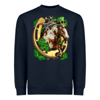 Navy Horse with horseshoe st patricks day Heavyweight Sweatshirt - FaDigitalArtStudio