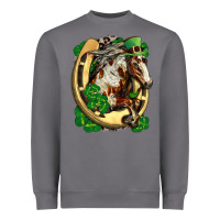 Storm Horse with horseshoe st patricks day Heavyweight Sweatshirt - FaDigitalArtStudio