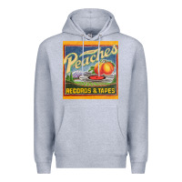 Heather Grey peaches records and tapes Premium Hoodie - lanVoArt