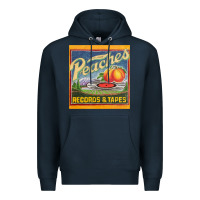 Navy peaches records and tapes Premium Hoodie - lanVoArt
