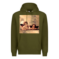 Army Green Hot Trend Angels Raphael Cupid Cherubs Art Valentine Angel Premium Hoodie - lanVoArt