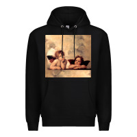 Black Hot Trend Angels Raphael Cupid Cherubs Art Valentine Angel Premium Hoodie - lanVoArt