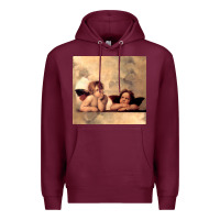 Burgundy Hot Trend Angels Raphael Cupid Cherubs Art Valentine Angel Premium Hoodie - lanVoArt