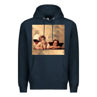 Navy Hot Trend Angels Raphael Cupid Cherubs Art Valentine Angel Premium Hoodie - lanVoArt