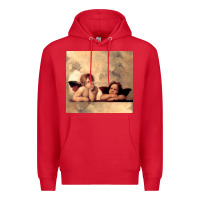 Red Hot Trend Angels Raphael Cupid Cherubs Art Valentine Angel Premium Hoodie - lanVoArt