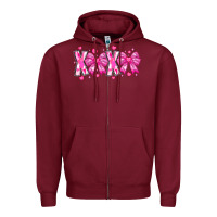 Burgundy XOXO Valentines Zipper Hoodie - CowhideDigitalArt