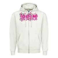 Oatmeal Heather XOXO Valentines Zipper Hoodie - CowhideDigitalArt
