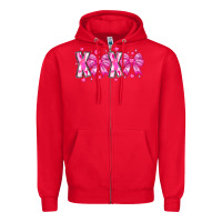 Red XOXO Valentines Zipper Hoodie - CowhideDigitalArt