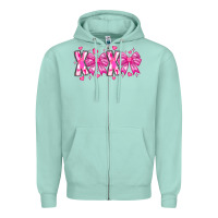 Seafoam XOXO Valentines Zipper Hoodie - CowhideDigitalArt