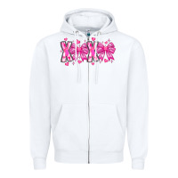White XOXO Valentines Zipper Hoodie - CowhideDigitalArt