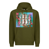 Army Green teacher gemstone and pink flower tumbler Premium Hoodie - BundleAndBundleShop