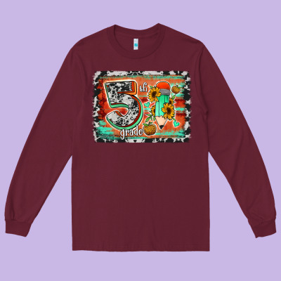 Western Back To School 5th Grade 2 Long Sleeve Tee Designed By Jasminsmagicworld