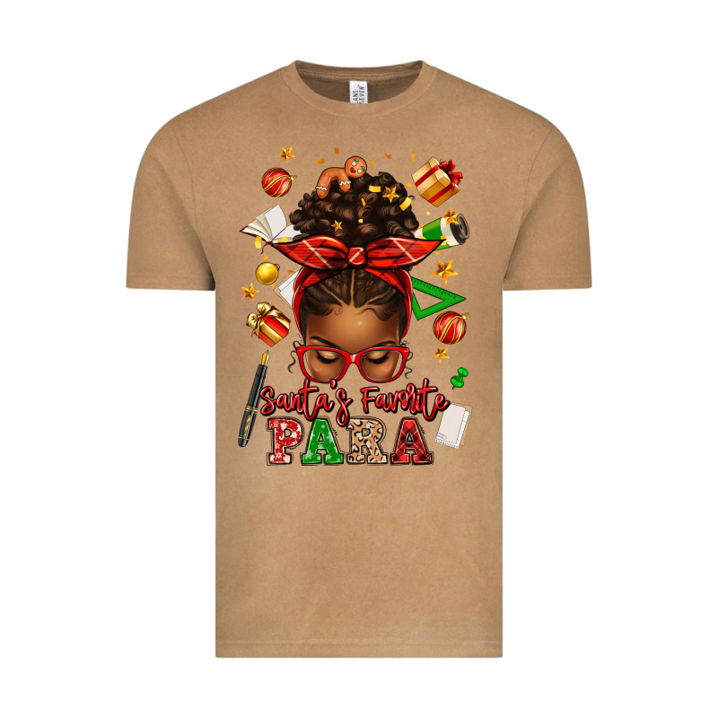 Santa's Favorite Para Afro Messy Bun Vintage Tee by texasbilliewilder | Teevron