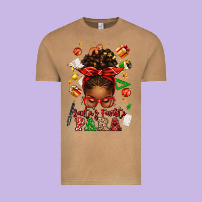 Santa's Favorite Para Afro Messy Bun Vintage Tee Designed By Texasbilliewilder