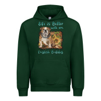 Forest Green life is better with a english bulldog Urban Hoodie - BarkalooDesign