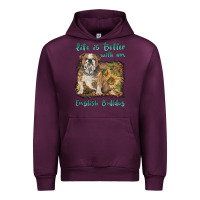 Mauve Wine life is better with a english bulldog Urban Hoodie - BarkalooDesign