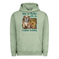 Pigment Oil Green life is better with a english bulldog Urban Hoodie - BarkalooDesign