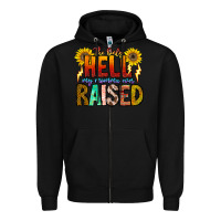 Black The Only Hell My Momma Ever Zipper Hoodie - CowhideDigitalArt