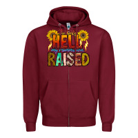 Burgundy The Only Hell My Momma Ever Zipper Hoodie - CowhideDigitalArt