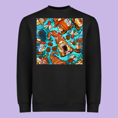 Coffee And Barista Gnomes With Glitter Seamless Pattern Bbs Heavyweight Sweatshirt Designed By Bundleandbundleshop