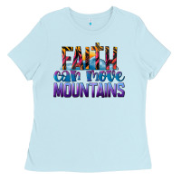 Baby Blue Faith Can Move Mountains Ladies Tee - LillyAllenDesigns