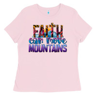 Bubblegum Pink Faith Can Move Mountains Ladies Tee - LillyAllenDesigns