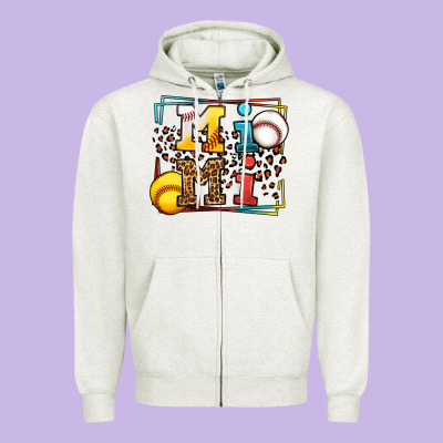 Baseball And Softball Mimi Zipper Hoodie Designed By Lillyallendesigns