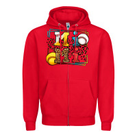 Red Baseball and Softball mimi Zipper Hoodie - LillyAllenDesigns