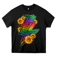 Black LGBTQ+ Lightnin' Bolt With Sunflower Heavy Core Tee - BundleAndBundleShop