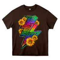 Chocolate Brown LGBTQ+ Lightnin' Bolt With Sunflower Heavy Core Tee - BundleAndBundleShop
